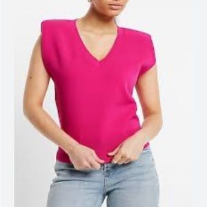 Express V-Neck Padded Sweater Vest Hot Pink Large